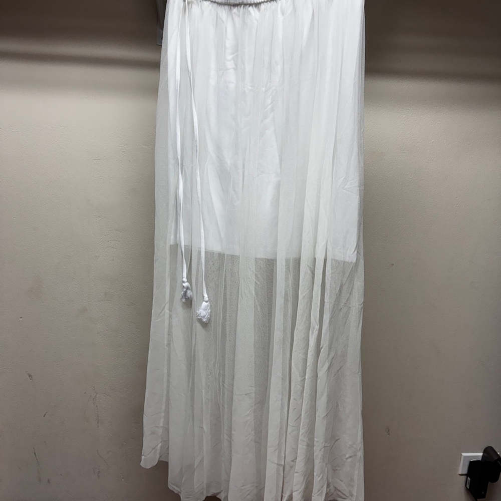 Vince Camuto Sheer White A-Line Skirt